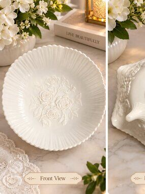 Vintage Imperial Glass Rose Milk Glass Bowl-Heavy